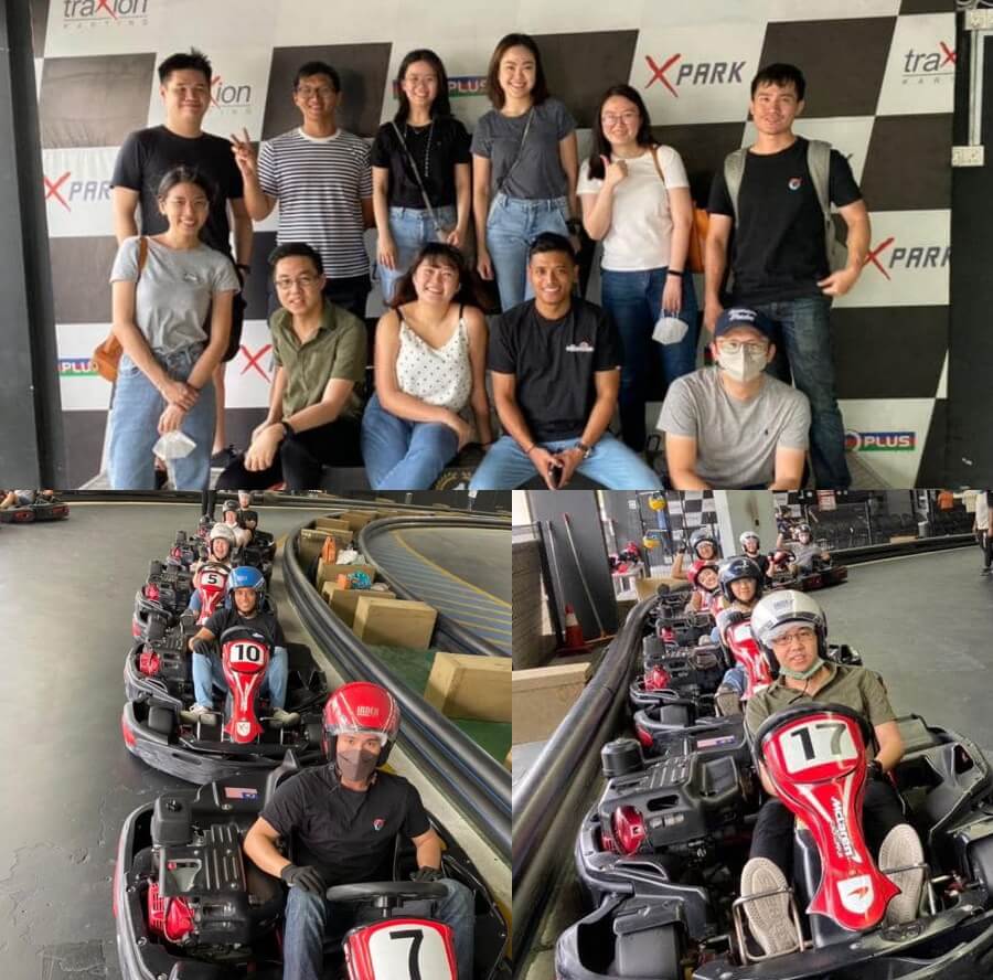 An unwinding session for the team with an exhilarating game of go-karting. 